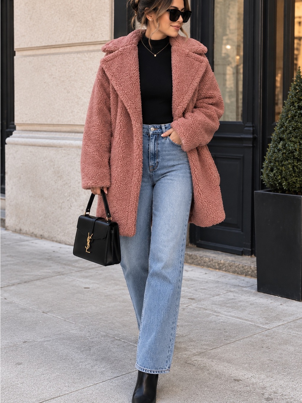 Abercrombie & Fitch Dusty Rose Teddy Jacket